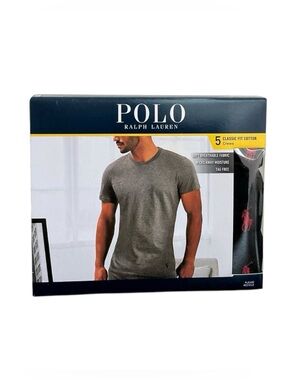 Polo Ralph Lauren Men’s Classic Fit Cotton Crew Neck 5 Pack T-Shirts Black